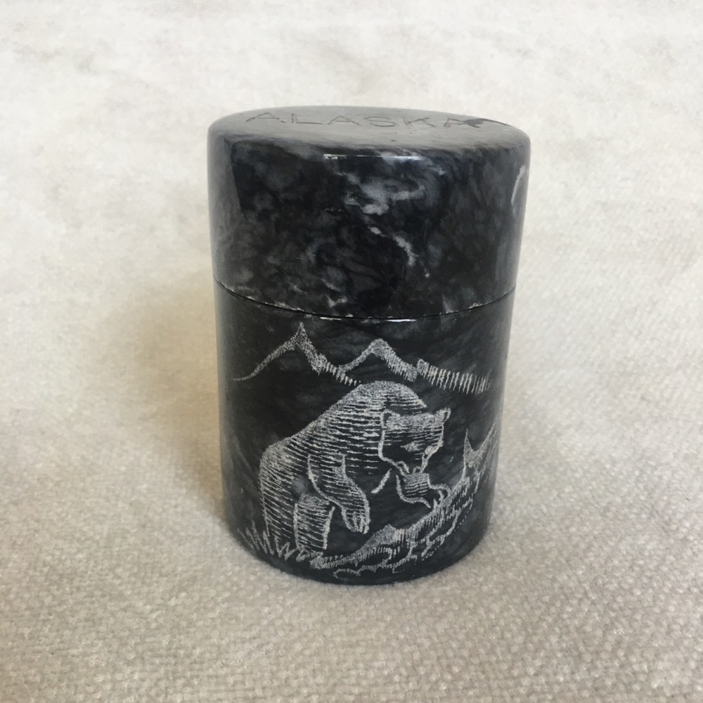 Carved Marble Alaska Round Trinket Box